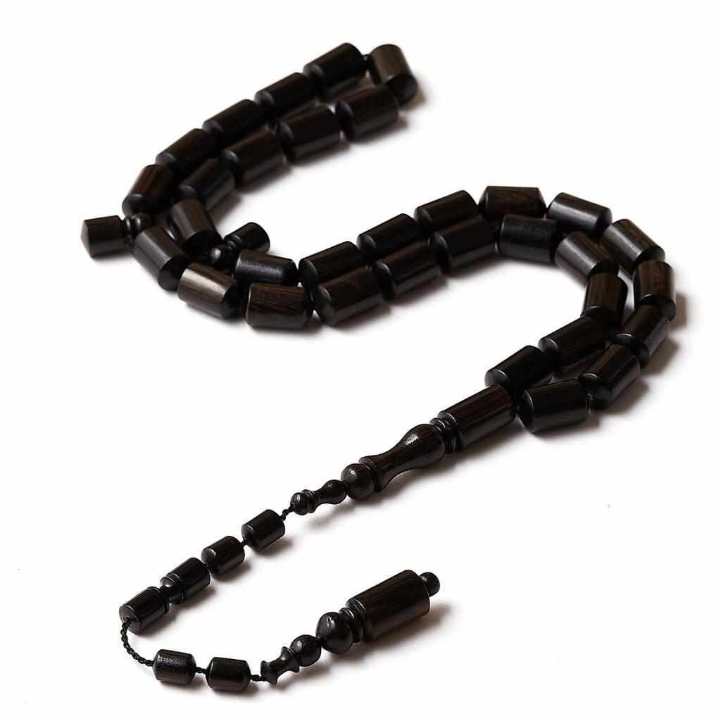 bc1f3e5cd423f4d5bea65006a64b4f217278ff33.jpg Black Ebony Wood Rosary - الصورة 1